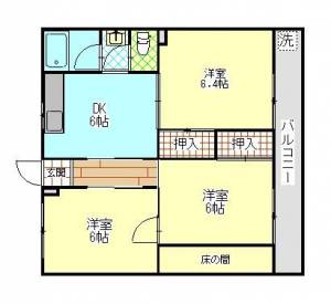 マンション加地　伊予三島の3DK賃貸マンション 201の間取り画像