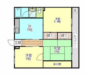 マンション加地　伊予三島の3DK賃貸マンション 303の間取り画像