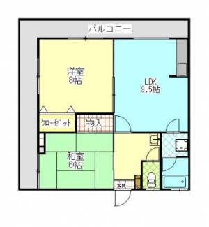 第１丸井ビル　川之江の2LDK賃貸マンション 202の間取り画像