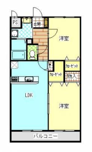 スカーディア中曽根　伊予三島の2LDK賃貸マンション 103の間取り画像