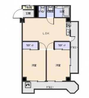 三木ビル川高前　川之江の2LDK賃貸マンション 407の間取り画像