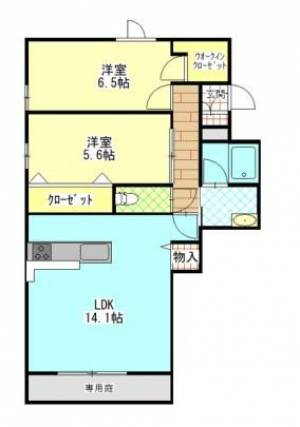 アルフラット　サクラ　伊予三島の2LDK賃貸マンション 106の間取り画像