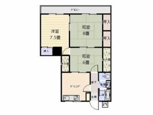 緑荘　川之江の3DK賃貸マンション 201の間取り画像