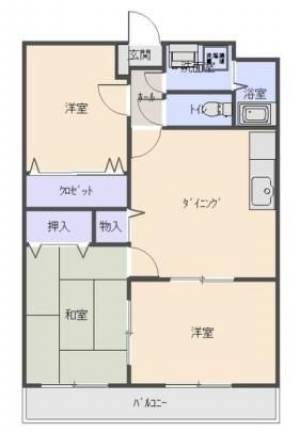 エスポワール　伊予三島の3DK賃貸マンション 203の間取り画像