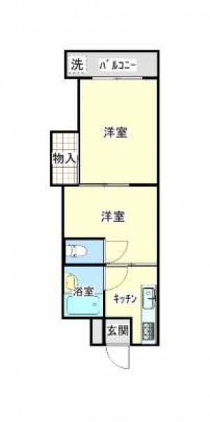 アークマンション　川之江の1K賃貸マンション 203の間取り画像