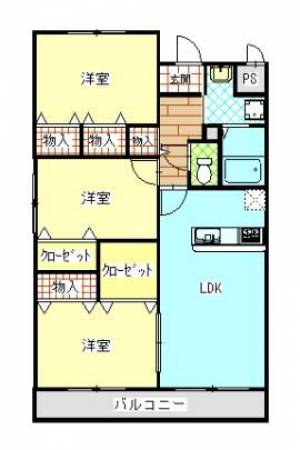 スカーディア中曽根　伊予三島の3LDK賃貸マンション 104の間取り画像