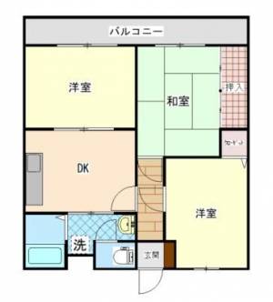 ドミエールⅡ　伊予三島の3DK賃貸マンション 203の間取り画像