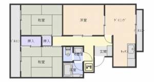 レジデンス南　川之江の3DK賃貸マンション 102の間取り画像