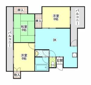 コーポサトウⅡ　川之江の3DK賃貸マンション 202の間取り画像