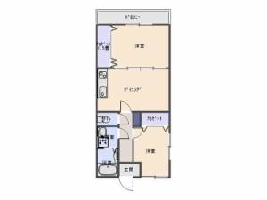 ヴィラ東宮　伊予三島の2DK賃貸マンション 301の間取り画像