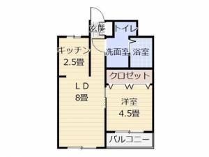 ミキハウス駅前通り　川之江の1LDK賃貸マンション 206の間取り画像