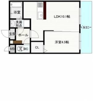 サンフェリーチェ　川之江の1LDK賃貸マンション 306の間取り画像