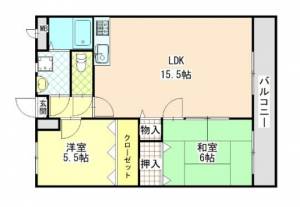 ジャスミン　伊予三島の2LDK賃貸マンション 302の間取り画像