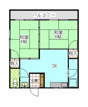 中央マンション　伊予三島の2DK賃貸マンション 301の間取り画像