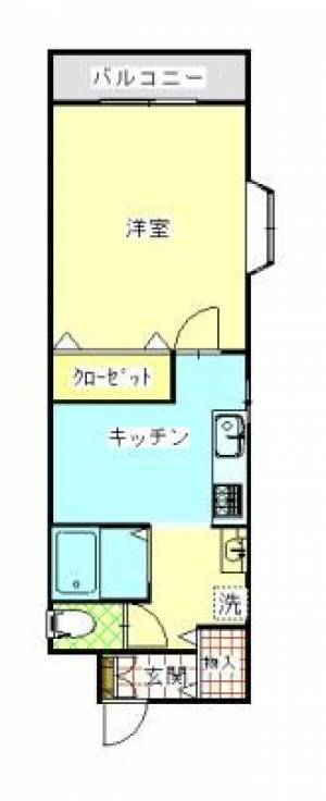 ミキハウス２１　川之江の1DK賃貸マンション 101の間取り画像