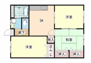 ユーミーあけぼの　伊予三島の3DK賃貸マンション 201の間取り画像