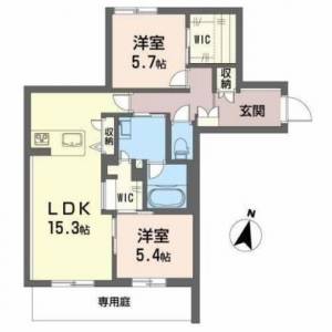 シャーメゾンコンフォーザ　伊予三島の2LDK賃貸マンション 101の間取り画像