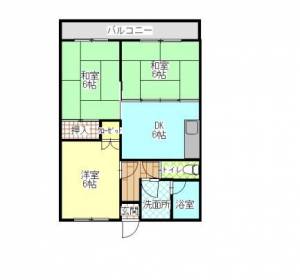 オレンジハイツ　川之江の3DK賃貸マンション 202の間取り画像