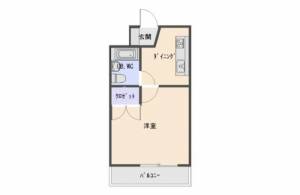 ライフビルNO.2　伊予寒川の1DK賃貸マンション 202の間取り画像