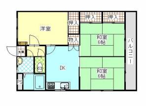 若草ハイツ　川之江の3DK賃貸マンション 302の間取り画像