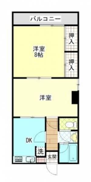 緑荘　川之江の2DK賃貸マンション 303の間取り画像