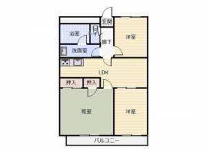 アルファコートⅠ　伊予三島の3LDK賃貸マンション 202の間取り画像