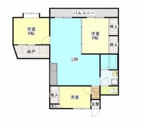 インペリアルカジワラ　川之江の3LDK賃貸マンション 201の間取り画像