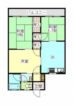 メゾン三愛　川之江の3DK賃貸マンション 201の間取り画像