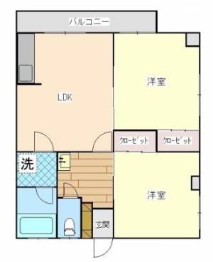 第１丸井ビル　川之江の2LDK賃貸マンション 201の間取り画像