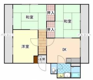 トリタニハイツ　川之江の3DK賃貸マンション 101の間取り画像