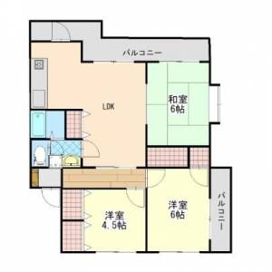 ヴィラ宝洞山　川之江の3LDK賃貸マンション 302の間取り画像