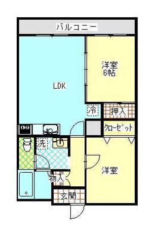 メゾンハピネス　川之江の2LDK賃貸マンション 205の間取り画像