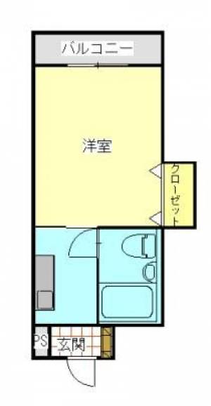 四国洋行ハイツ　川之江の1K賃貸マンション 305の間取り画像