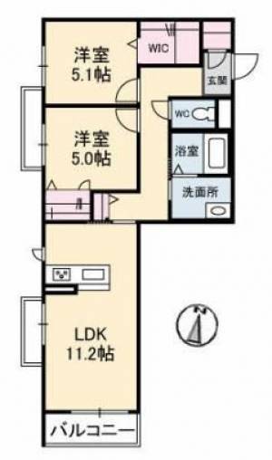 プレミアス　伊予三島の2LDK賃貸マンション 306の間取り画像