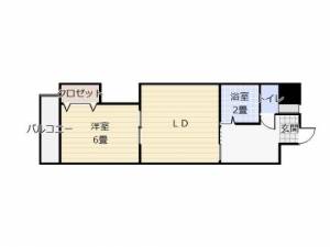 あいビル本町　伊予三島の1DK賃貸マンション 307の間取り画像