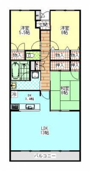 第三続木マンション　伊予土居の3LDK賃貸マンション 301の間取り画像