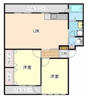 ミヤザキ第５マンション　伊予三島の2LDK賃貸マンション 103の間取り画像