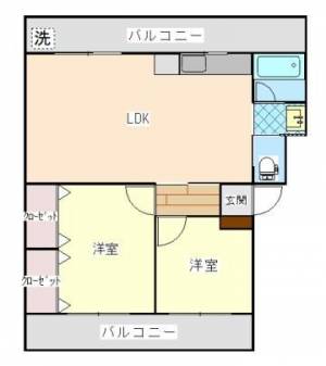 ミヤザキ第２マンション　伊予三島の2LDK賃貸マンション 305の間取り画像
