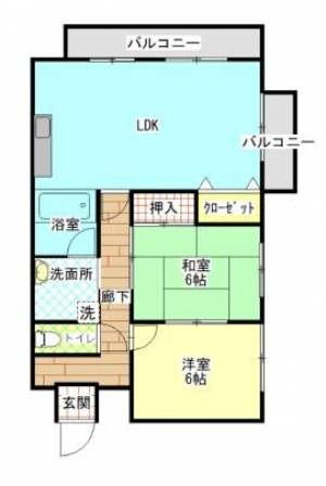 センコーハイツ金田　川之江の2LDK賃貸マンション 603の間取り画像