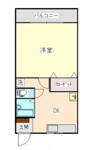 エースマンション　伊予三島の1DK賃貸マンション 102の間取り画像