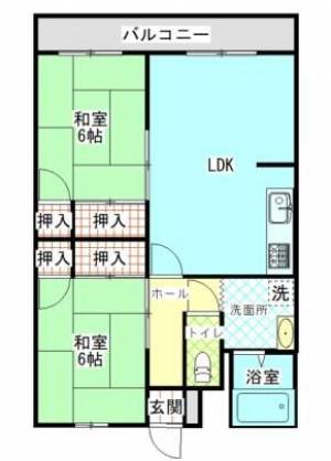 大門ハイツ　川之江の2LDK賃貸マンション 306の間取り画像