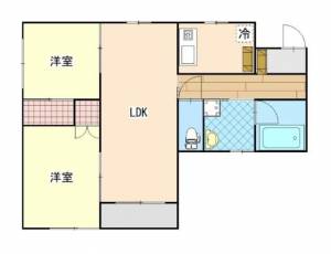 フォレストコート　伊予三島の2LDK賃貸マンション 203の間取り画像