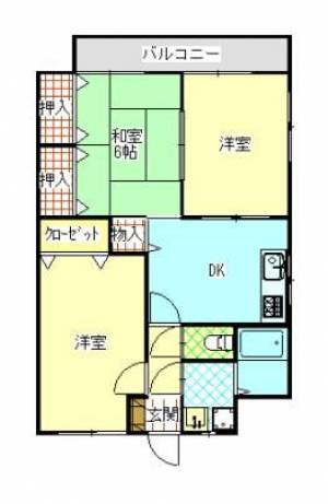 フレンドリーハイツ　伊予寒川の3DK賃貸マンション 305の間取り画像