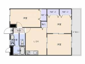 ユーミー光Ⅱ　伊予三島の3DK賃貸マンション 101の間取り画像