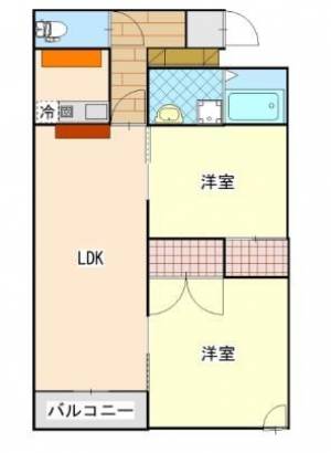 フォレストコート　伊予三島の2LDK賃貸マンション 302の間取り画像