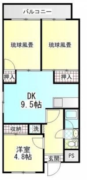 桃山ハイツ　伊予三島の2LDK賃貸マンション 205の間取り画像