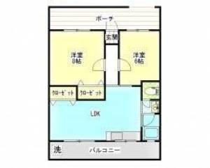 ミヤザキ第１マンション　伊予三島の2LDK賃貸マンション 106の間取り画像