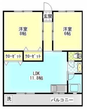 ミヤザキ第１マンション　伊予三島の2LDK賃貸マンション 106の間取り画像