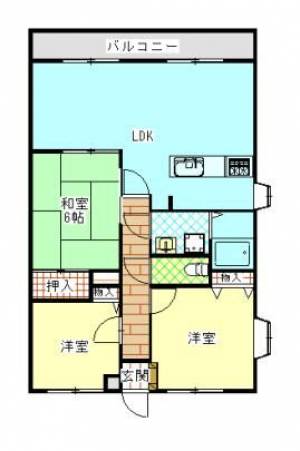 サンロイヤル金生　川之江の3LDK賃貸マンション 104の間取り画像