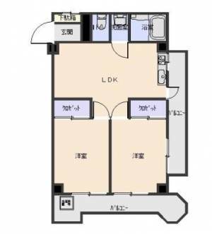 三木ビル川高前　川之江の2LDK賃貸マンション 207の間取り画像